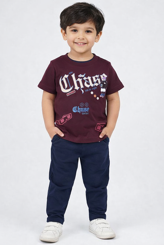 Boys Printed T-Shirt with Shorts Set