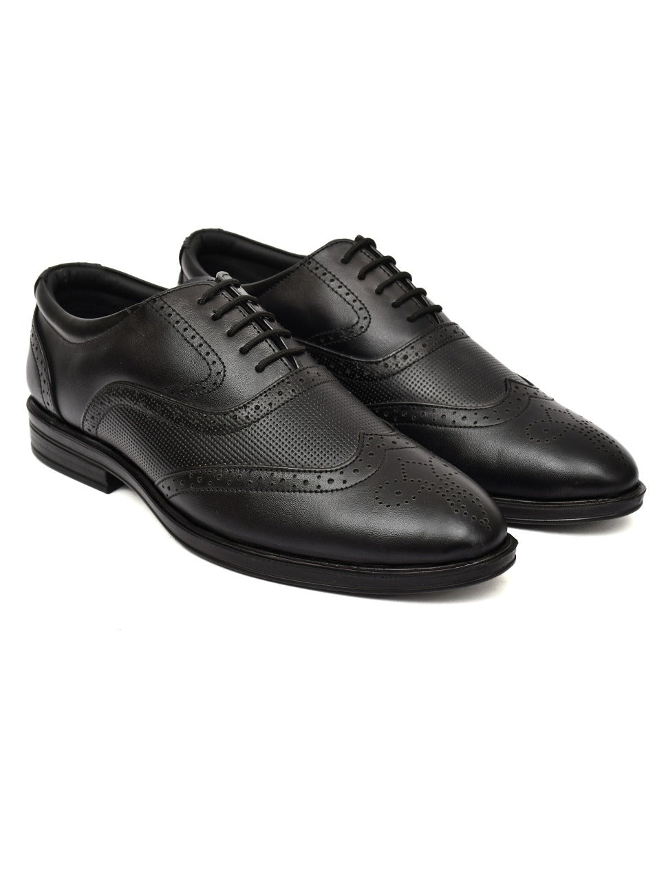 Men's Black Oxford Brogue Dress Shoes  (Size 6UK)