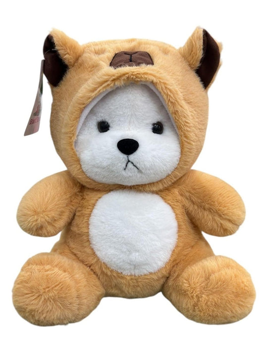 Hoodie Teddy Bear Plush Toy Brown Removable Cap 28 cm