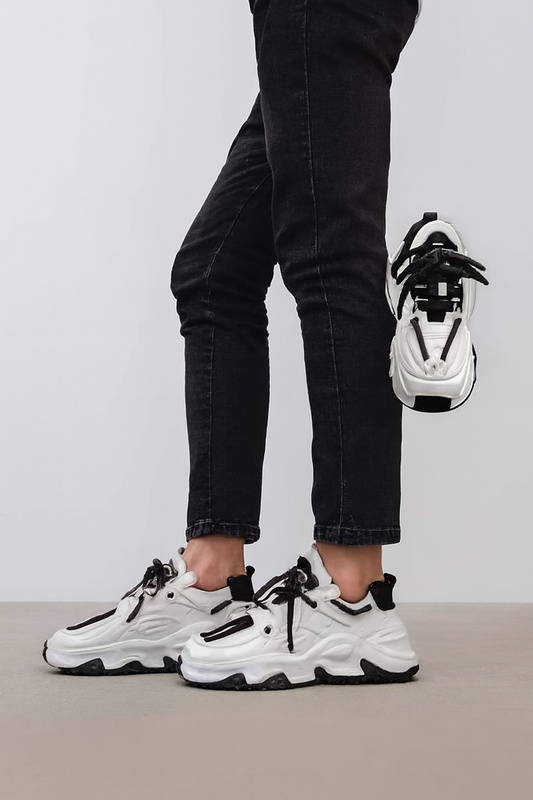 UK -8-Chunky White & Black Sneakers for Men – Stylish Casual Shoes