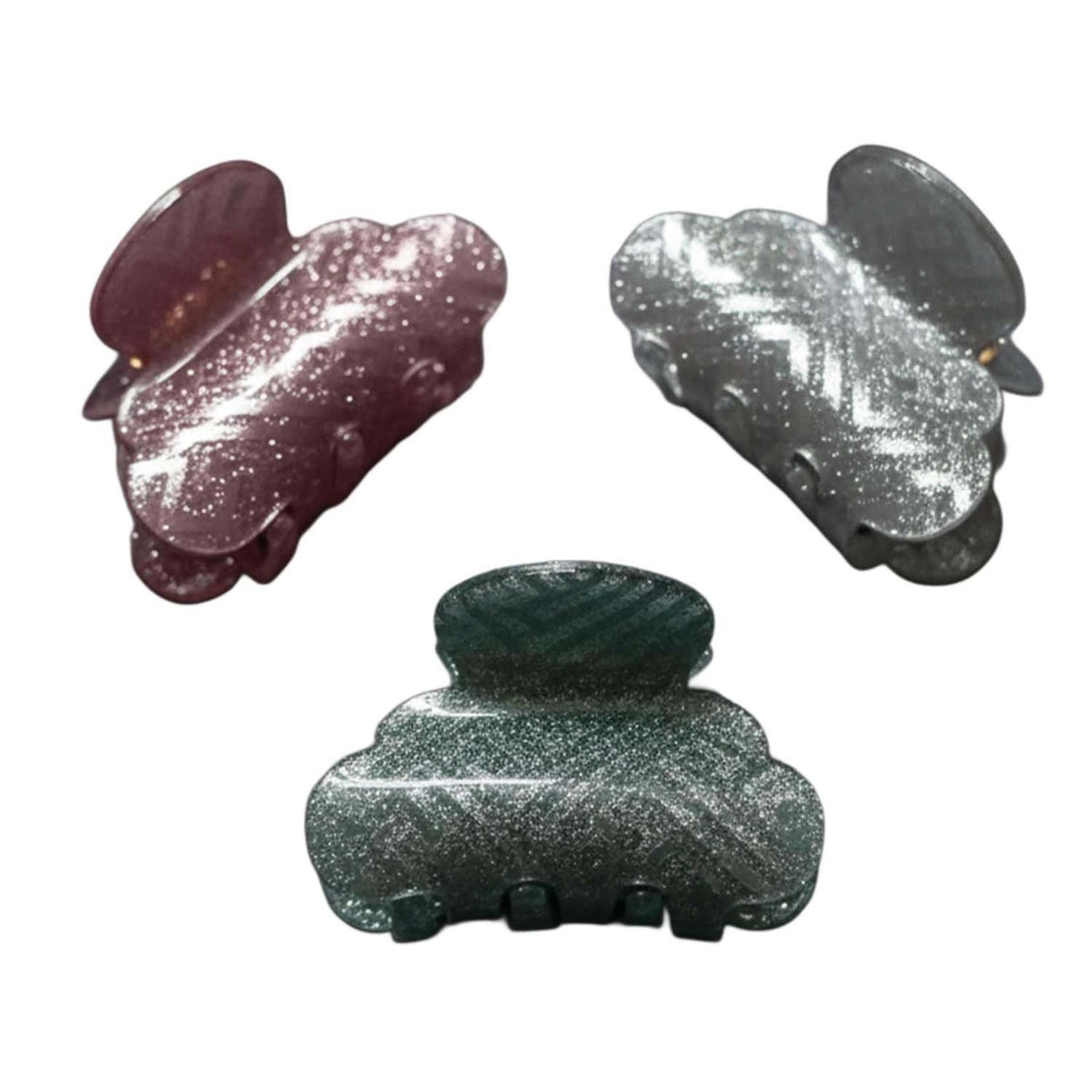 Premium Glitter Hair Clutcher - Sparkly Claw Clips (Rose Pink, Silver,