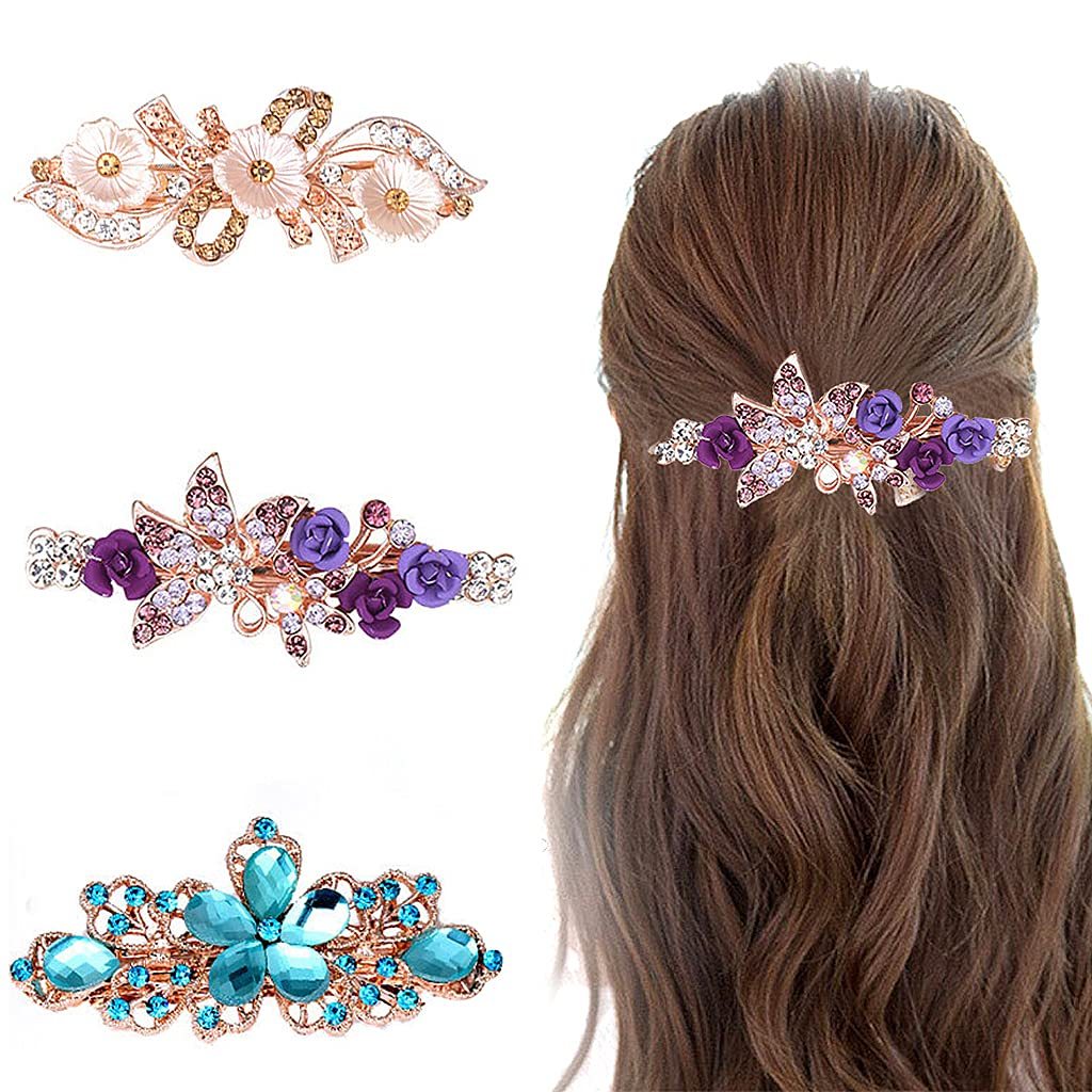 Alloy Rhinestone Hair Clips Set