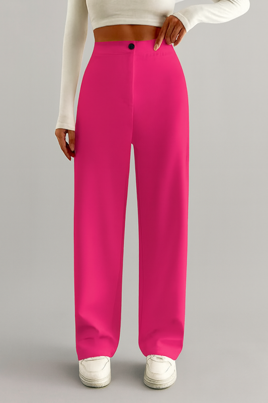 Trousers for Women with High Waist, Formal Pant-Pink (Size-XXS) | D45