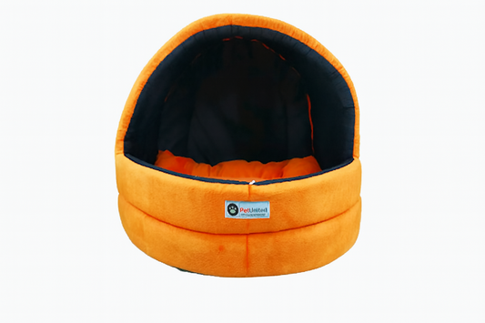 Soft Covered Igloo Style Pet House-Orange & Black