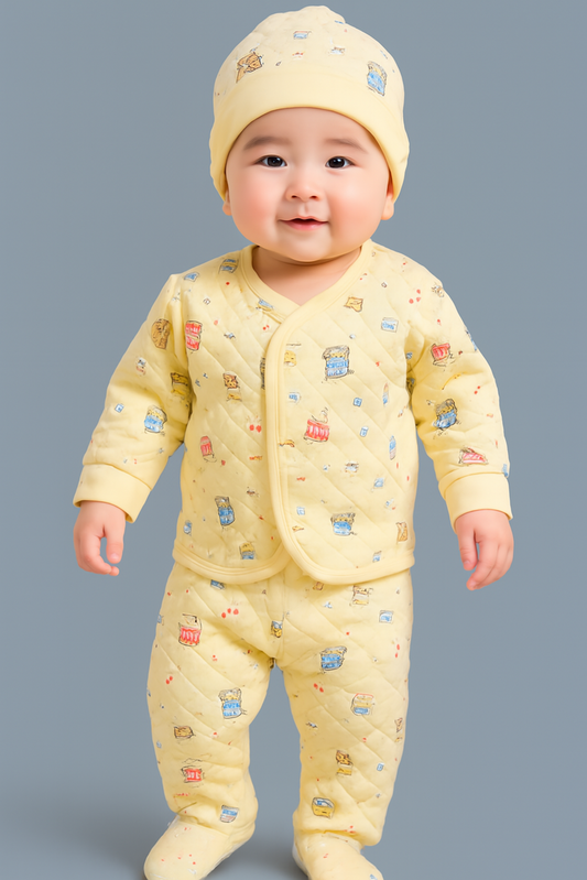Top & Bootie Pajama with Cap Suit for kids-Yellow (Size-12-18 MONTH) |