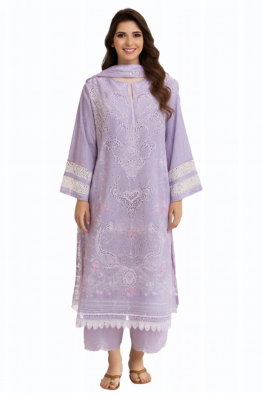 Women Embroidery Kurta Set-Ocean Green (Size-5XL) | D04