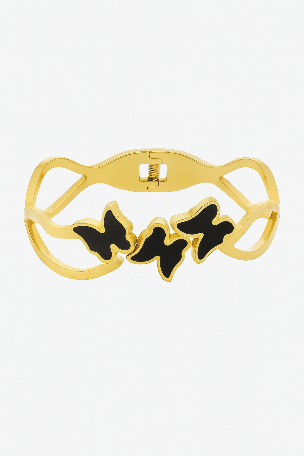 Gold Butterfly Hair Clip – Elegant Black Accent Barrette for Women