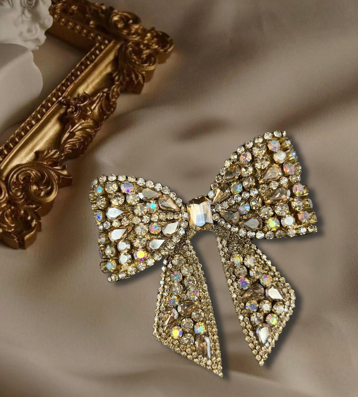Gold Hair Bow Clip Bridal Accessory