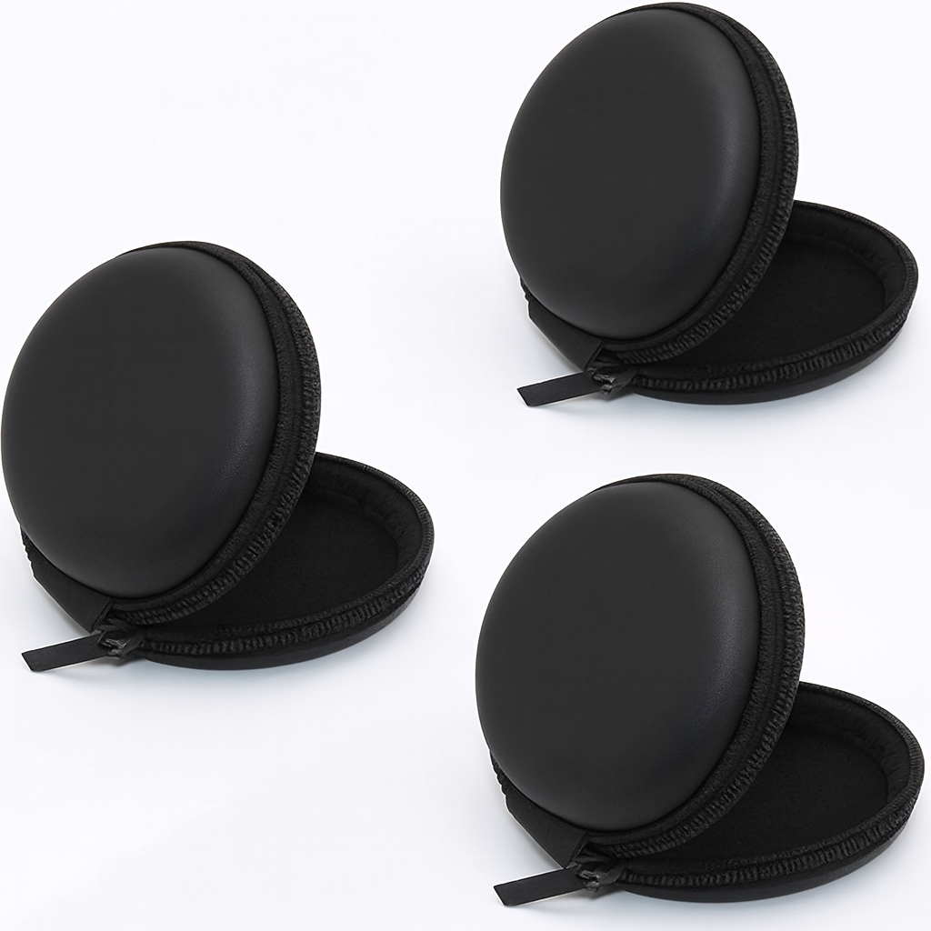 Compact Black Zipper Case for Electronics-Set Of 3