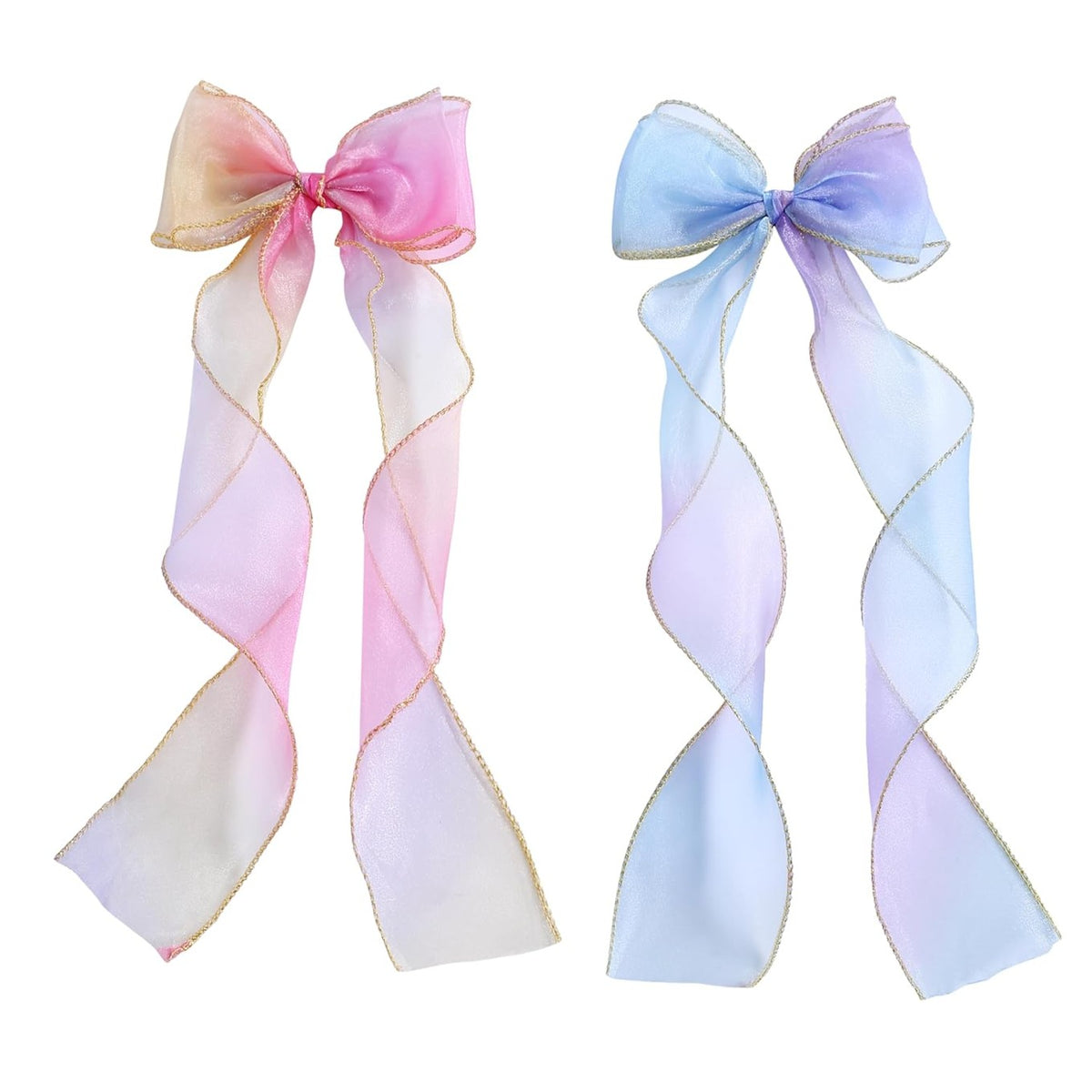 Gradient Organza Ribbon Bow Hair Clips Pack of 2