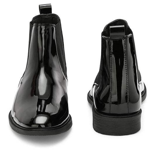 AFROJACK Men's Chelsea Boots | High Ankle Slip On Synthetic Patent