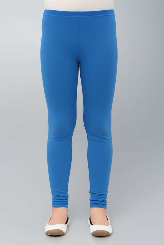 Girl's Skinny Fit Cotton Leggings-Blue (Size-6-7 YEAR) | D83