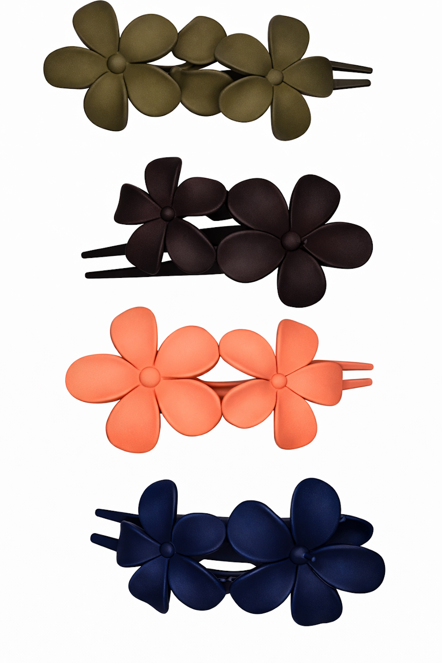 Matte Flower Hair Clip Set – 4 Colors