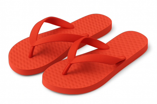 Red Rubber Flip-Flops – Textured Sole, Casual Beachwear