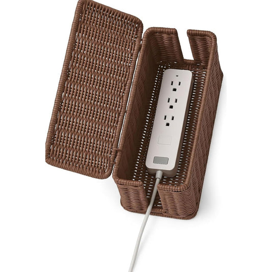 Cable Management Box with Lid Brown