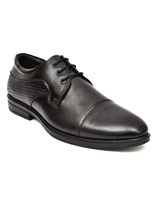 Classic Black Leather Derby Dress Shoes (Size 8UK)