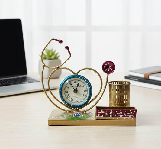 Doctor Theme Pen Stand with Clock