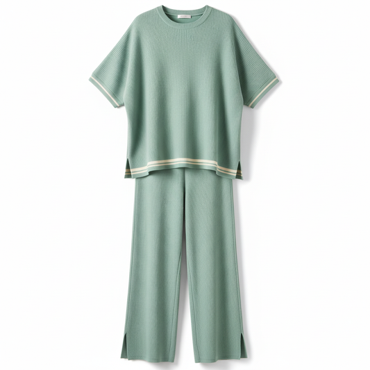 Two-Piece Relaxed Fit Co-Ord Set for Women-Green (Size-5XL) | D23