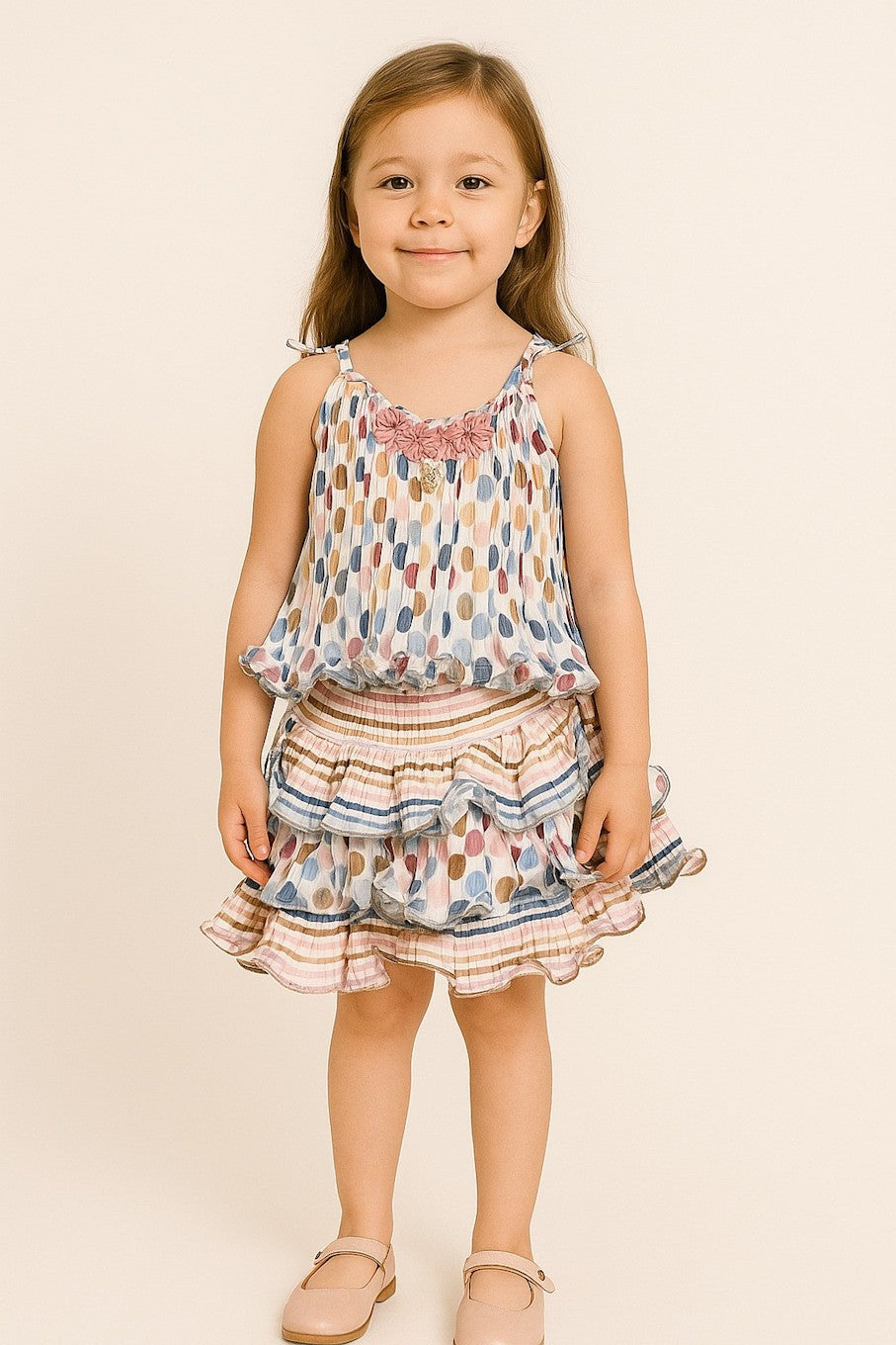 Girls Party(Festive) Top Skirt  (Multicolor),(Size 3-4 Year)