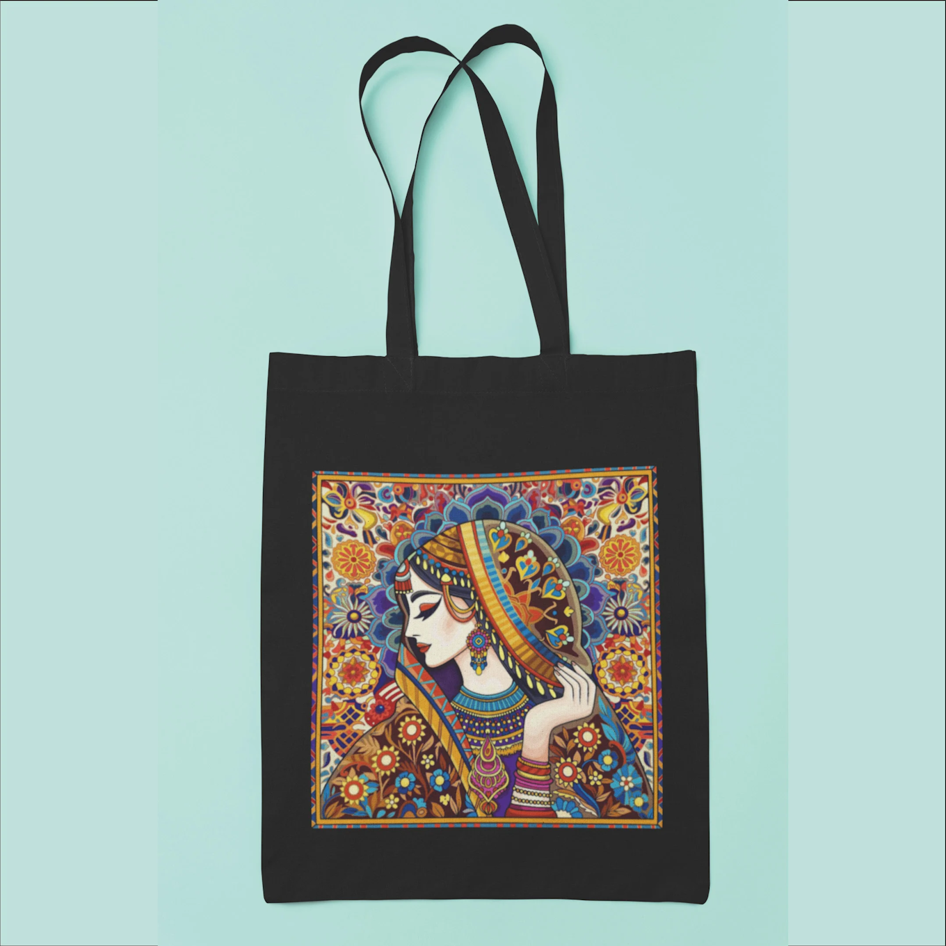 Traditional Ethnic Woman Art Canvas Tote Bag