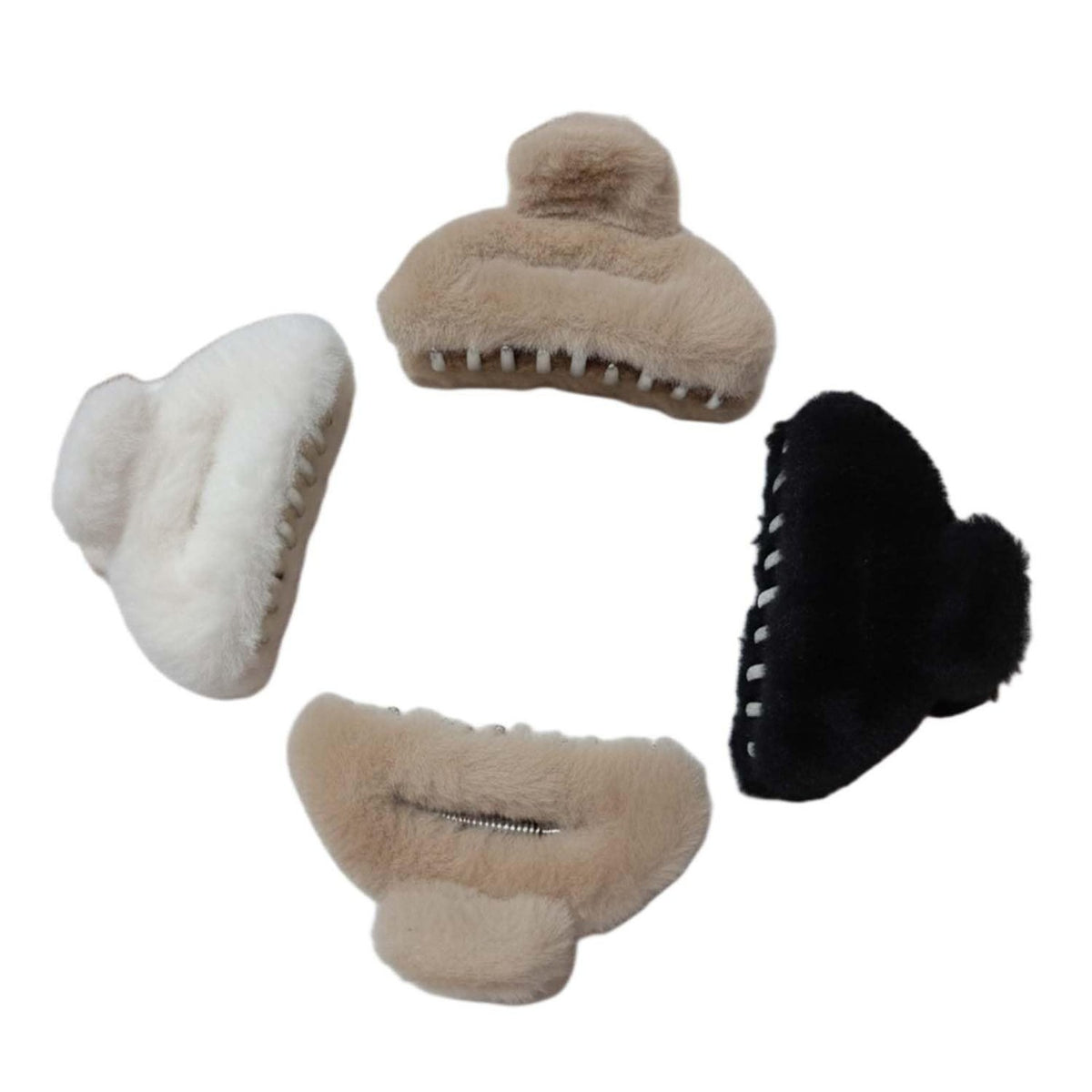 Faux Fur Hair Claw Clips - Soft Fluffy Winter (Pack of 4)