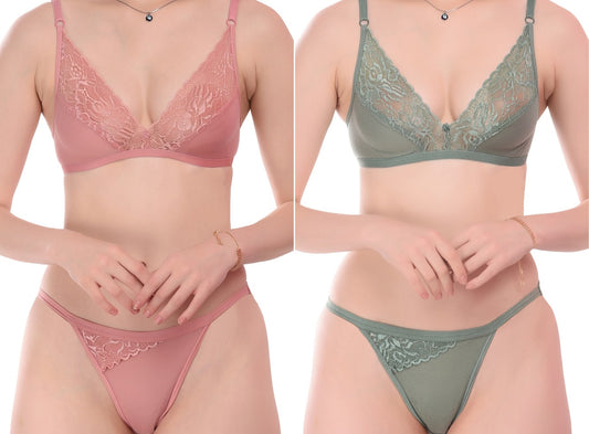 Women's Cotton Blend Lingerie Set Pack of 2 (Size-38B)
