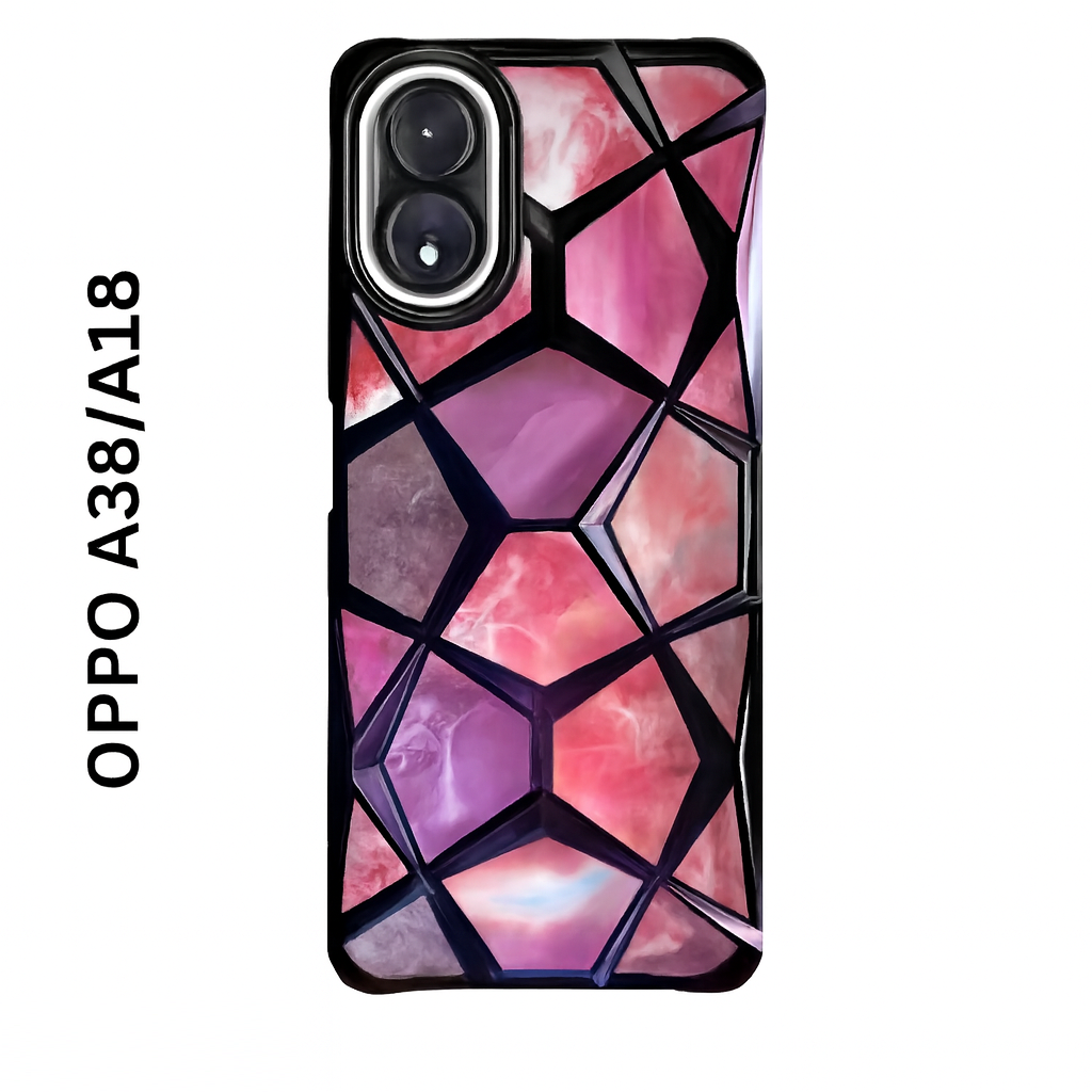 3D Geometric Marble Case for OPPO A38/A18-Pink