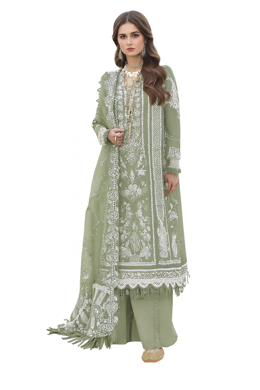 Women Embroidery Kurta Set-Pista (Size-XXS) | D10