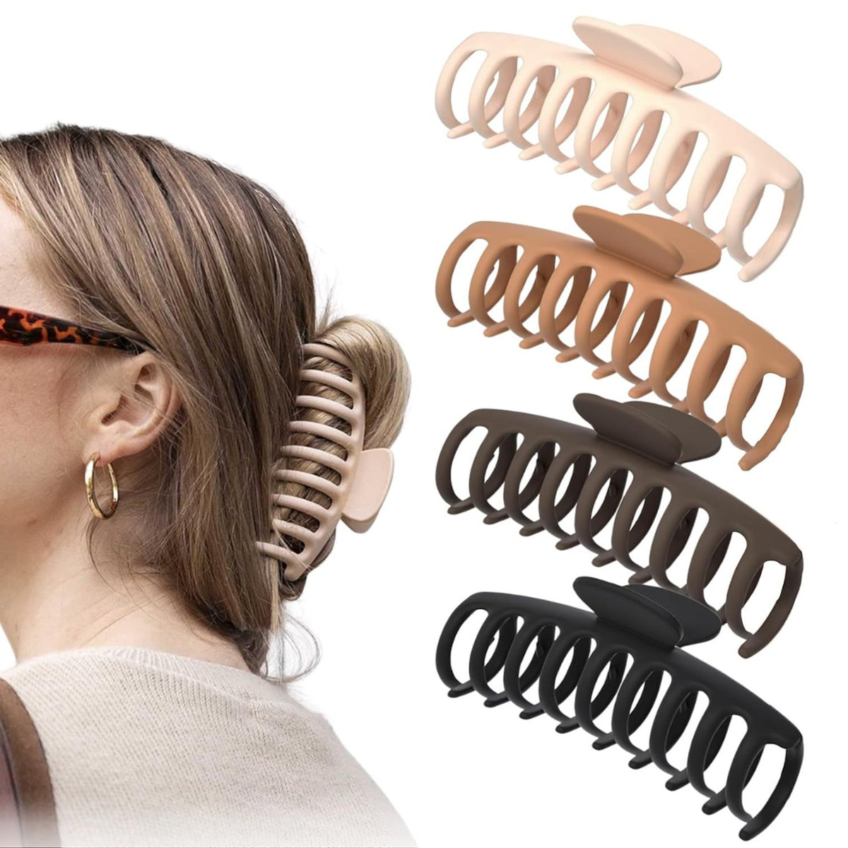 Korean Fashion Matte Hair Claw Clip Pack of 4