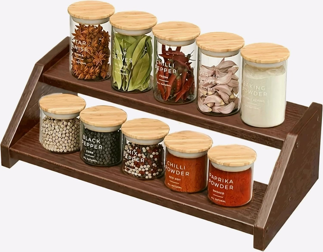 2-Tier Wooden Spice Rack Organizer