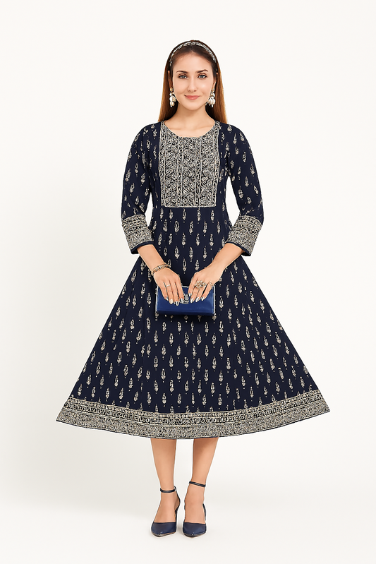 Women Kurta Set-Navy (Size-XS) | D46