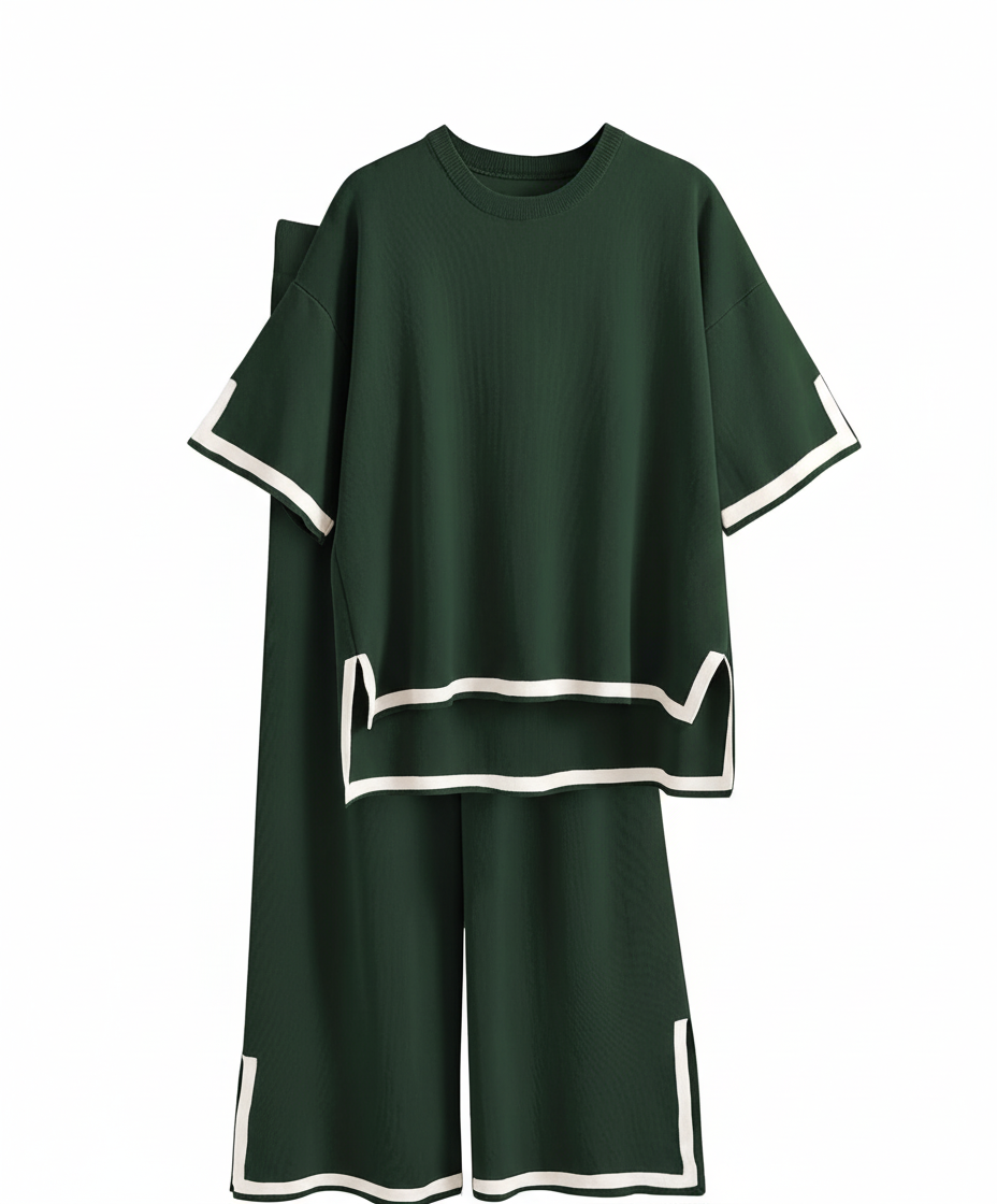 Two-Piece Relaxed Fit Co-Ord Set for Women-Black (Size-2XL) | D11