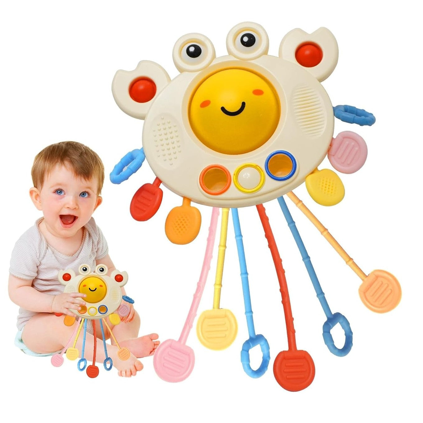Pull String Sensory Baby Toy Crab