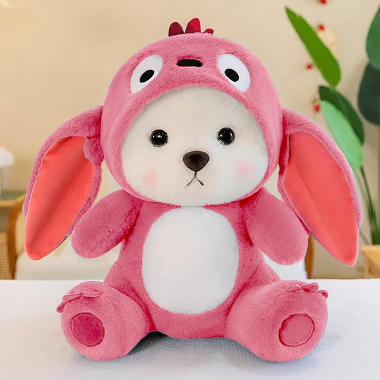 Pink Hoodie Teddy Bear Plush Toy Kids 28 cm Removable