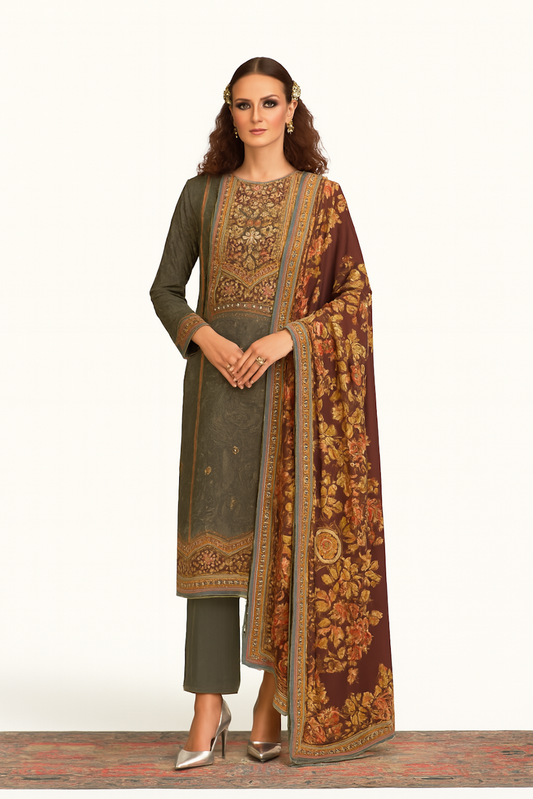 Women Embroidery Kurta Set-Green (Size-XS) | D52