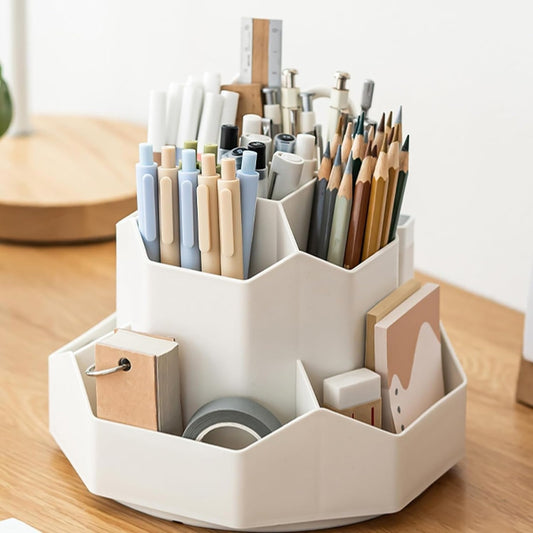 Rotating Desk Organizer 9 Slot White