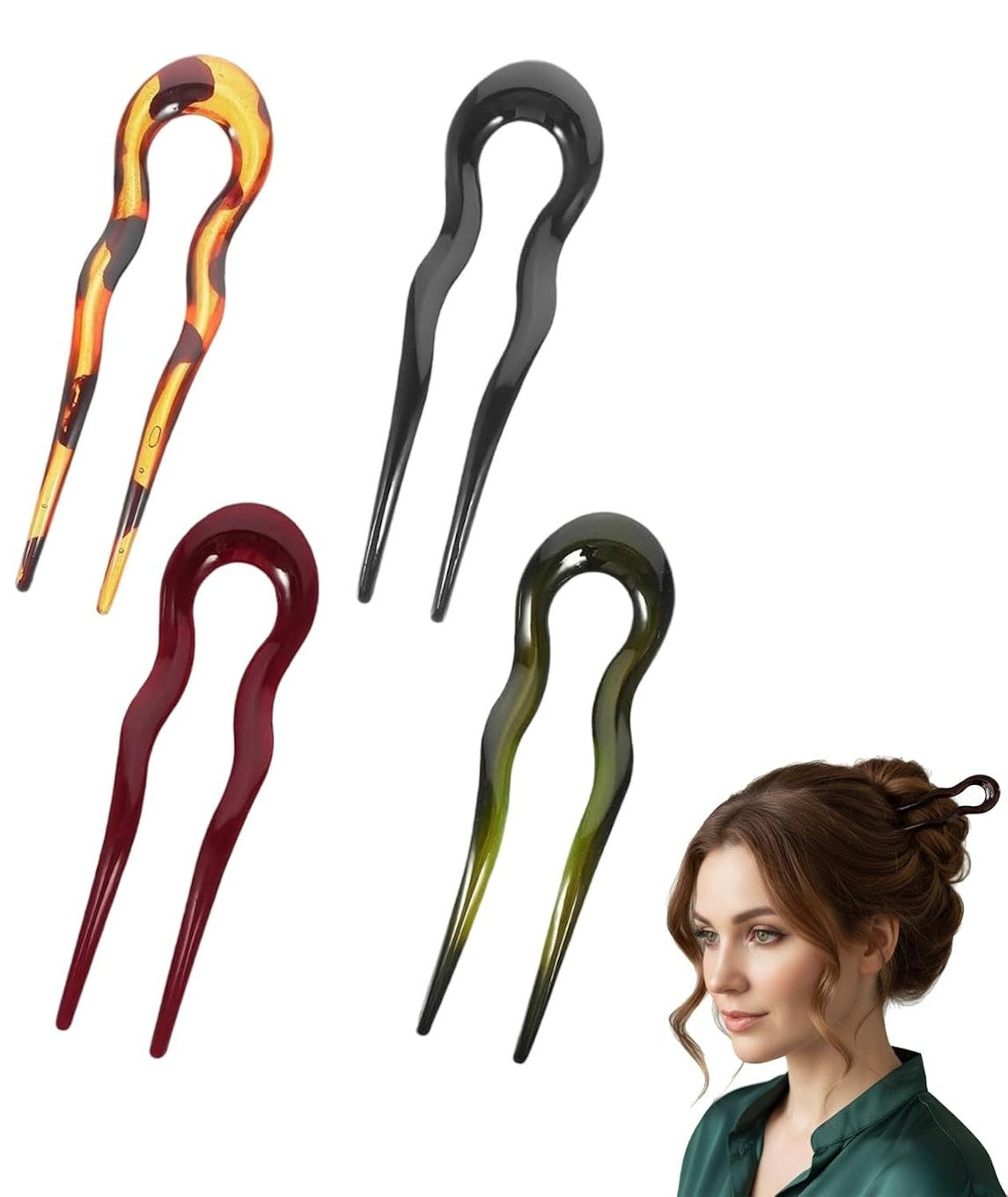 French Hair Pins Set of 4 for Bun Styling