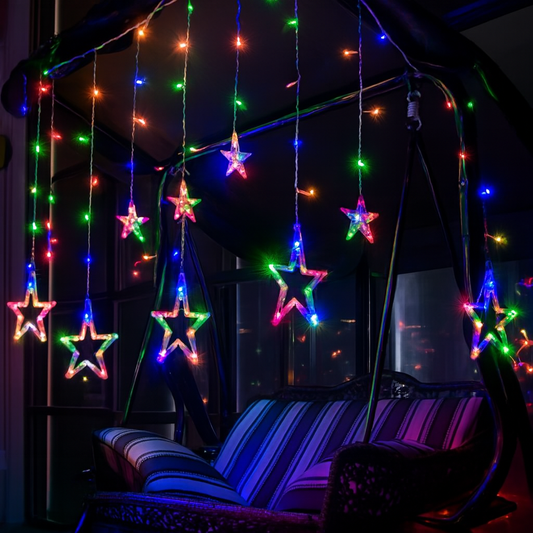 Star LED Curtain Lights for Indoor Decoration – Multicolor Hanging