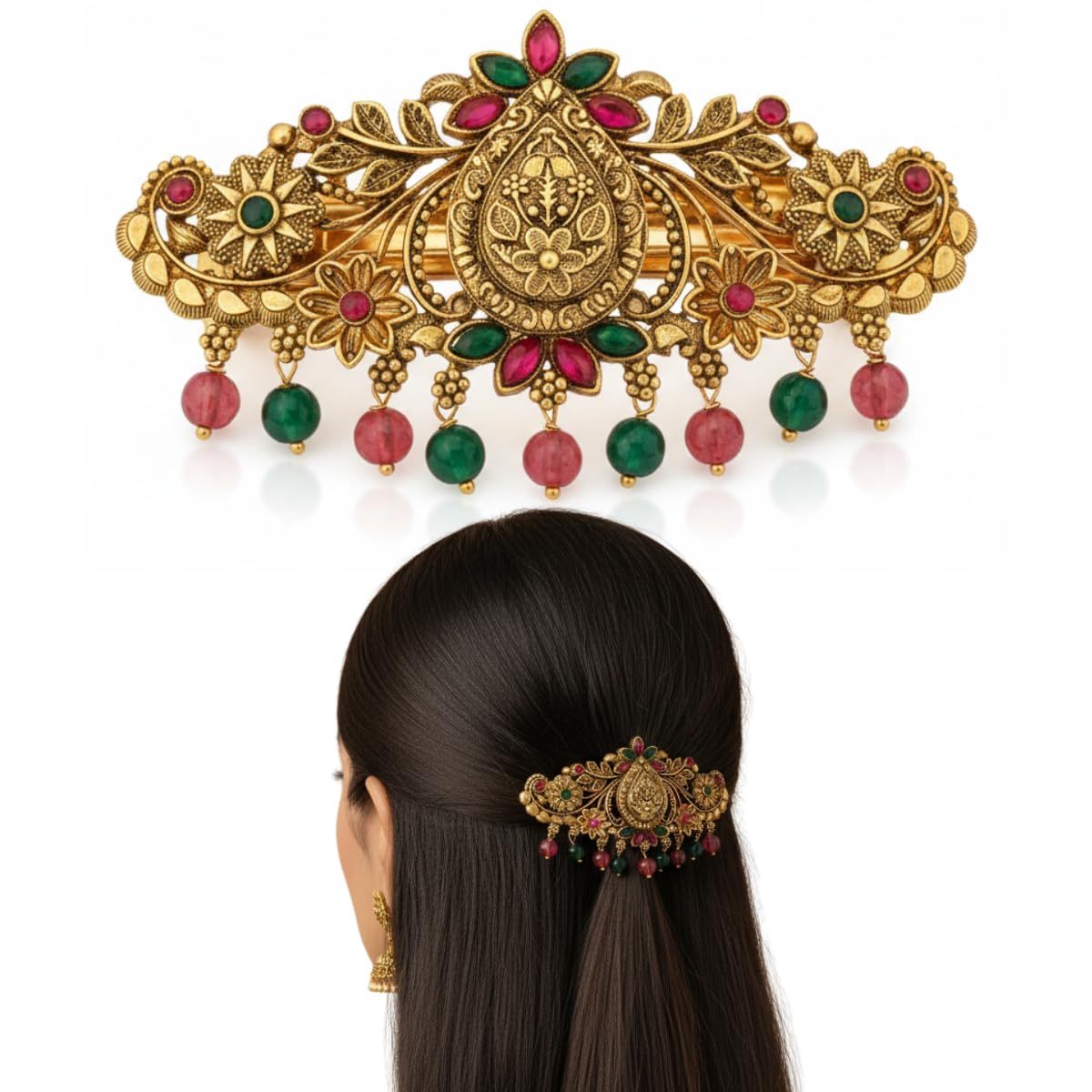Antique Stone Studded Bridal Hair Clip
