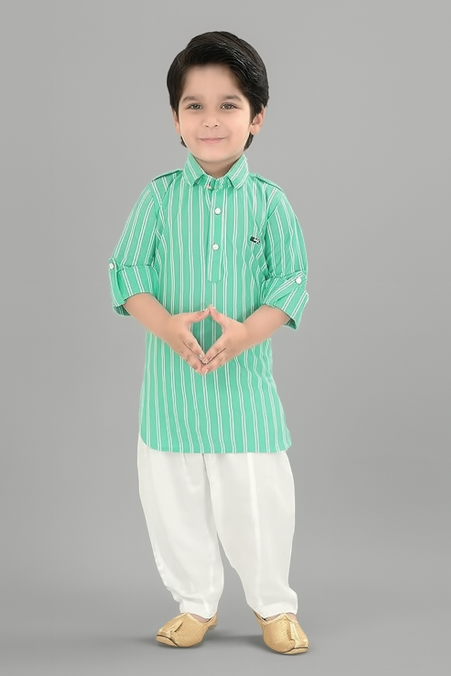 Cotton Pathani Suit for Boys-Ocean Green (Size-4-5 YEAR) | D51