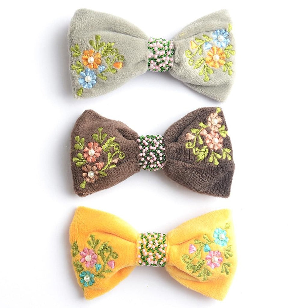Women's/Girls Velvet Bow Tie Clip with Imported Velvet, for All Hair