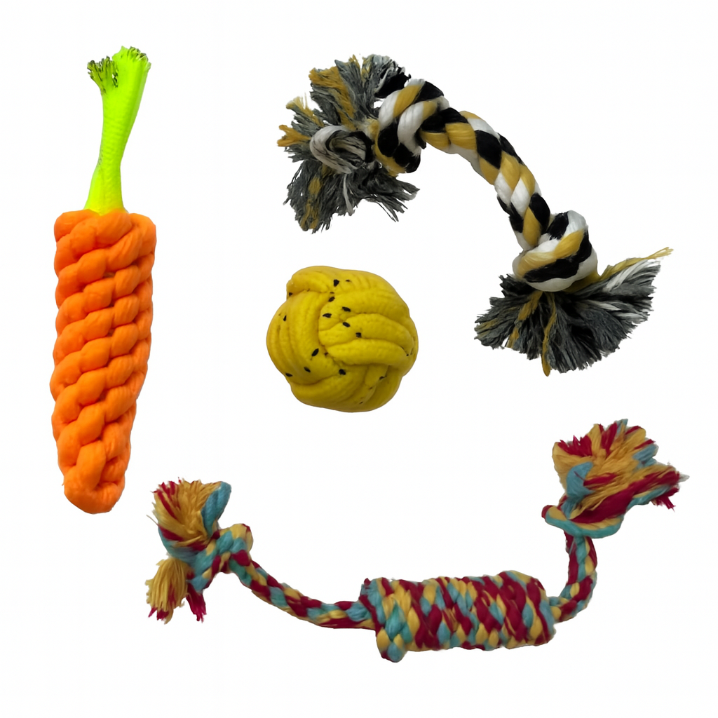 4 Pack Rope Chew Teething Toys for Puppies Boredom