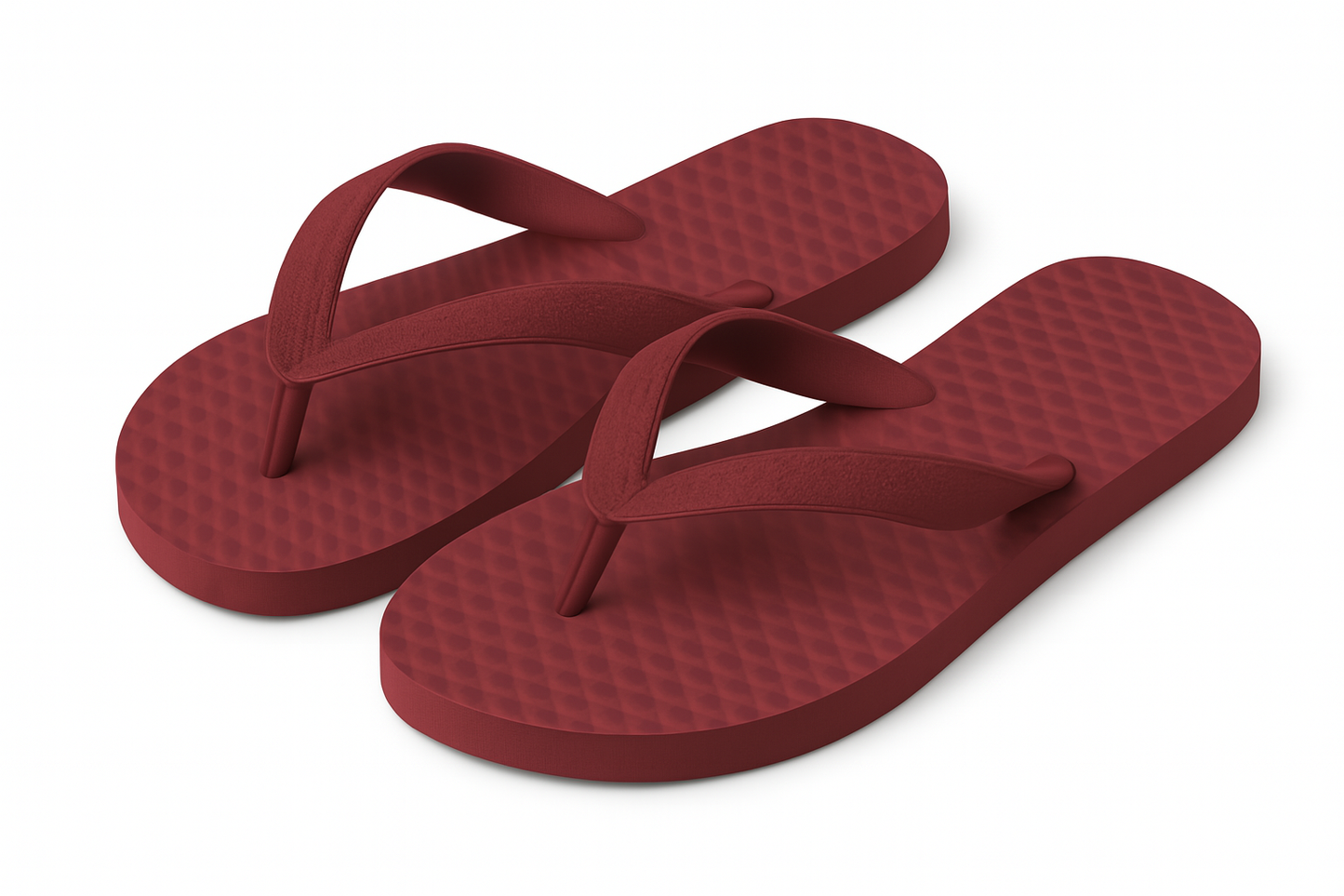 Red Rubber Flip-Flops – Textured Sole, Casual Beachwear