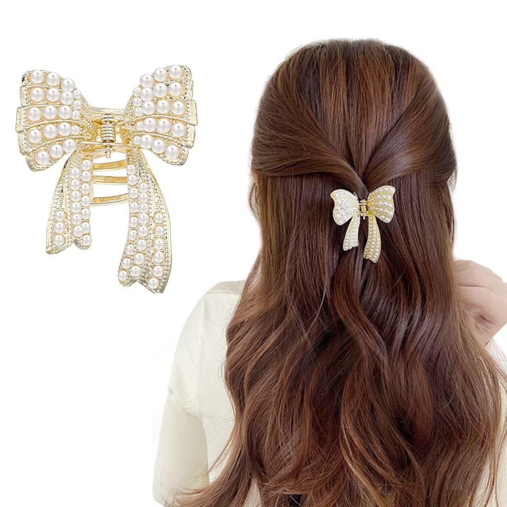 Pearl Bow Hair Clip Elegant Fashion Accessory