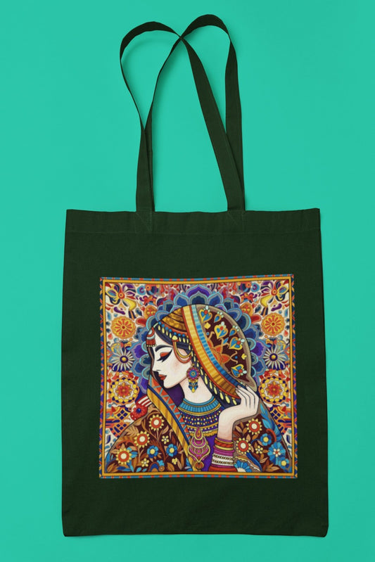 Traditional Ethnic Woman Art Canvas Tote Bag