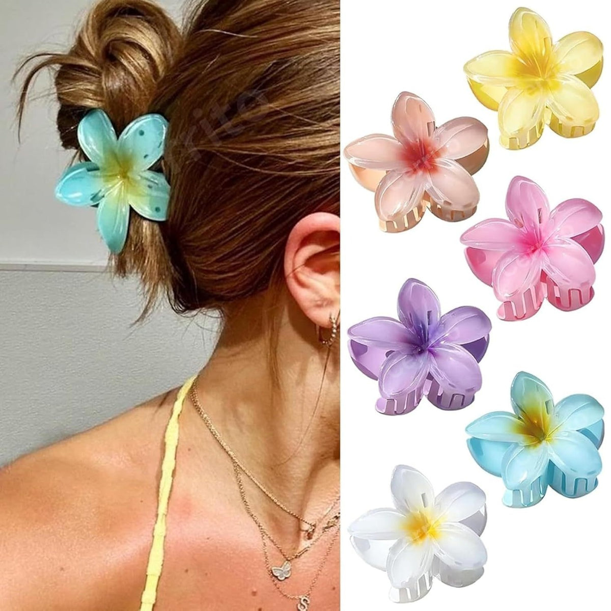 Flower Hair Claw Clips Strong Hold Set of 4