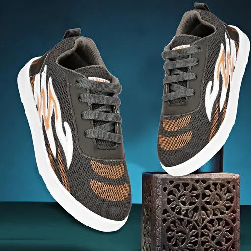 PR Stylish Grey Sports Shoes for Boys | Lightweight Kids' Sneakers