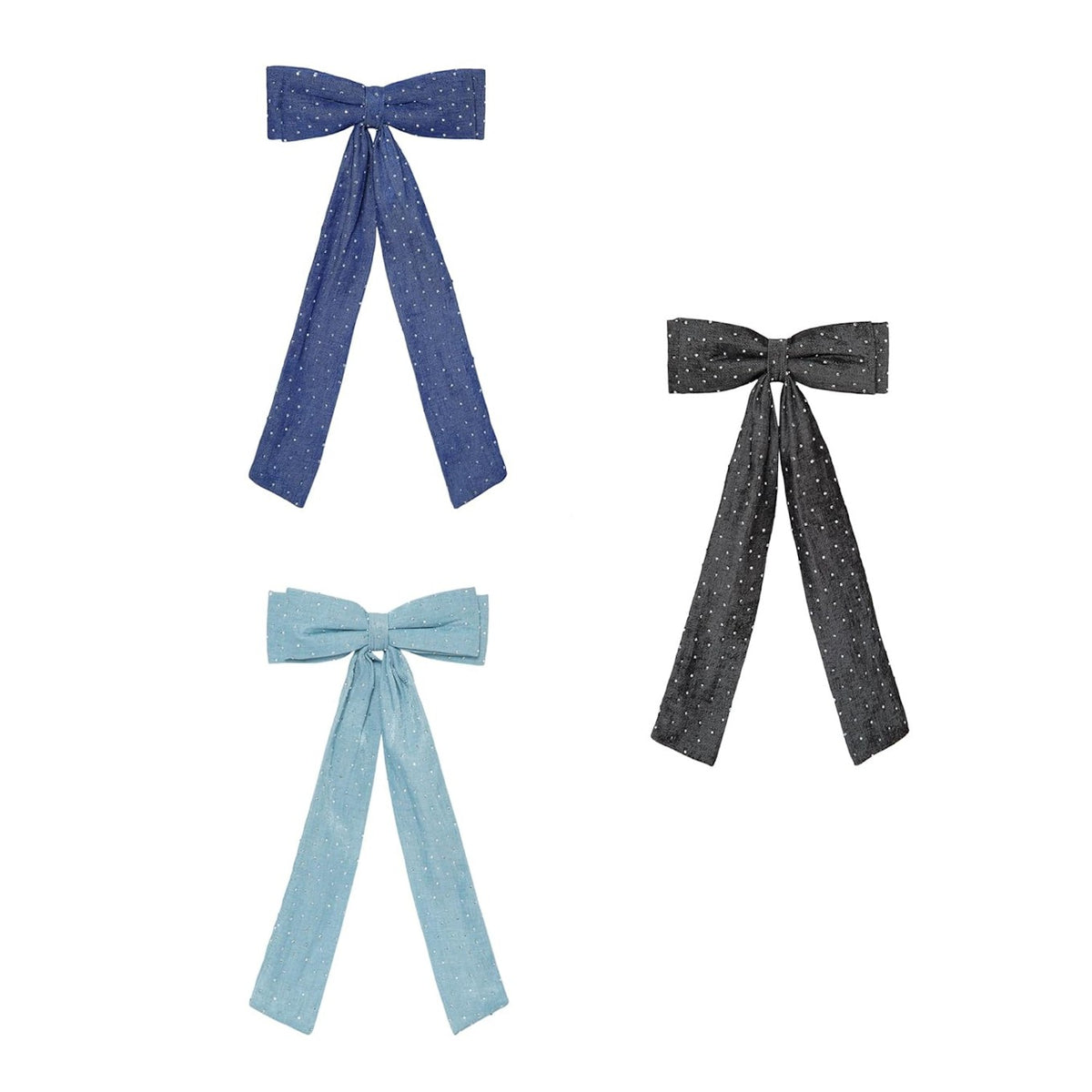 Long Tail Bow Hair Clips Pack of 3 for Women