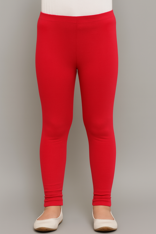 Girl's Skinny Fit Cotton Leggings-Red (Size-12-18 MONTH) | D82