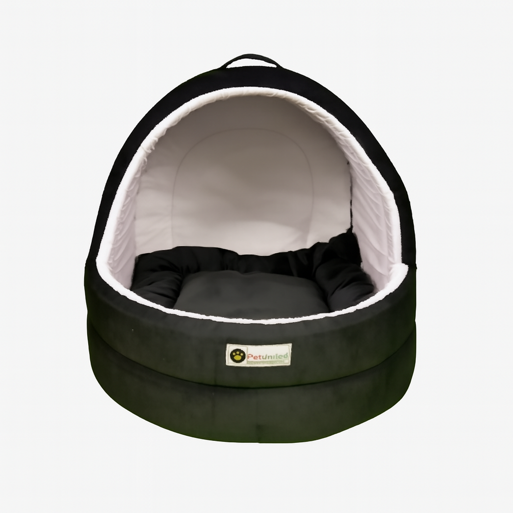 Soft Covered Igloo Style Pet House-Black